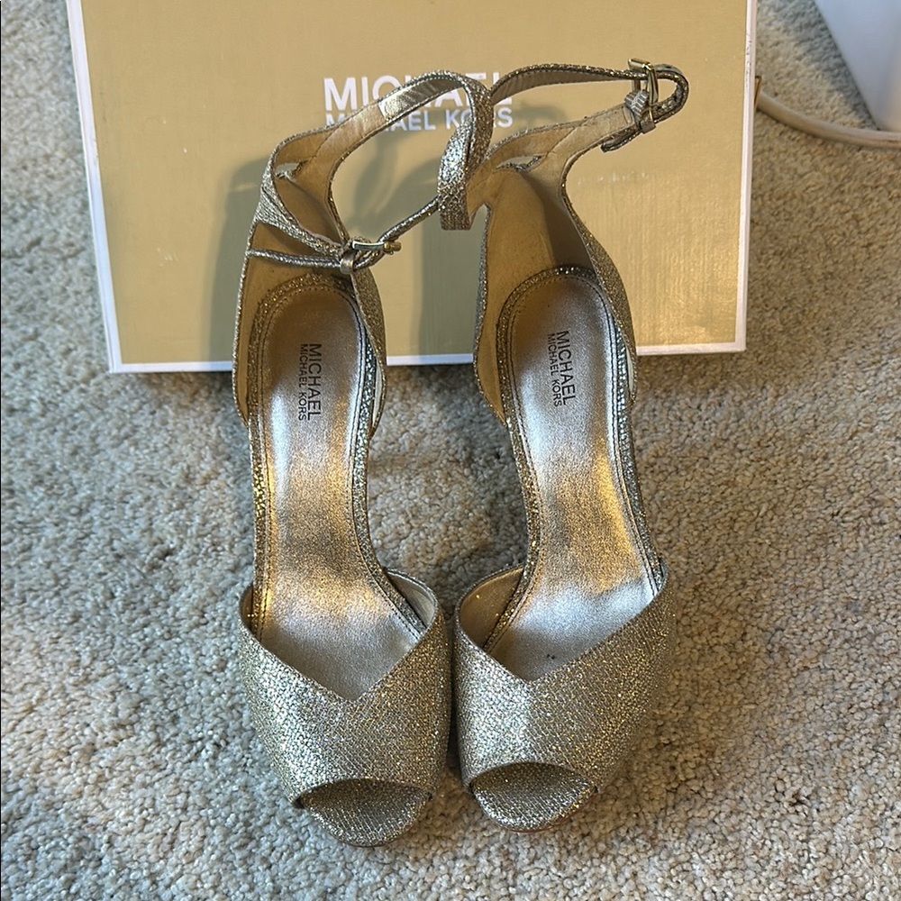 Michael Kors Cambria Gold open toe Women's Heels